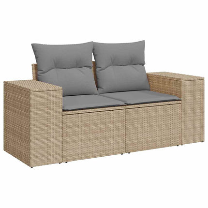 sofasæt til haven 9 dele med hynder polyrattan akacietræ beige