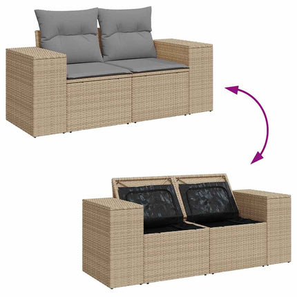 sofasæt til haven 9 dele med hynder polyrattan akacietræ beige