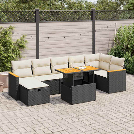sofasæt til haven 5 dele med hynder polyrattan sort