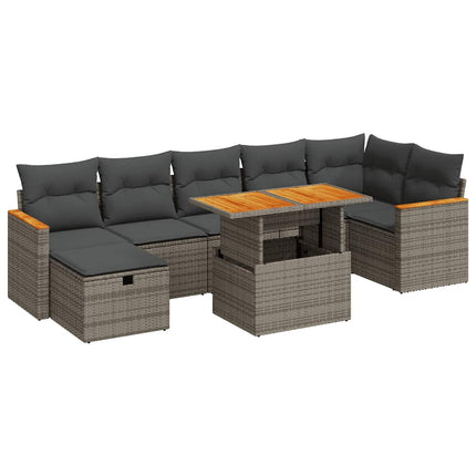 sofasæt 5 dele med hynder polyrattan grå