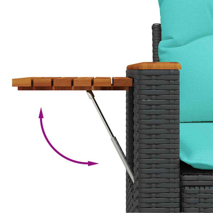 sofasæt til haven 6 dele med hynder polyrattan akacietræ sort