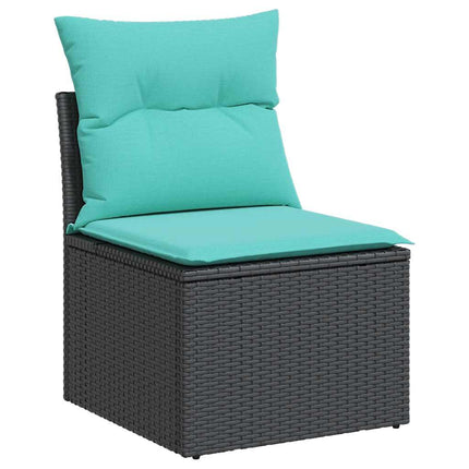 sofasæt til haven 6 dele med hynder polyrattan akacietræ sort
