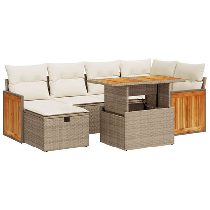 sofasæt til haven 8 dele med hynder polyrattan beige