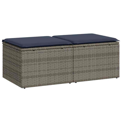 sofasæt til haven 2 dele med hynder polyrattan akacietræ grå