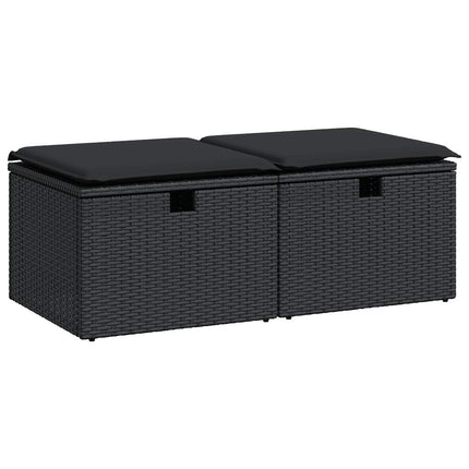 sofasæt til haven 2 dele med hynder polyrattan akacietræ sort