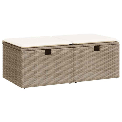 sofasæt til haven 2 dele med hynder polyrattan akacietræ beige