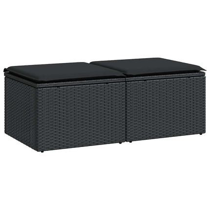 sofasæt til haven 2 dele med hynder polyrattan akacietræ sort