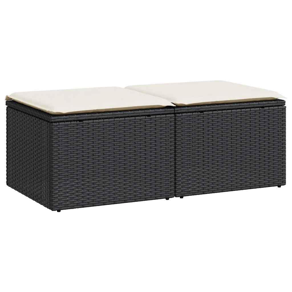 sofasæt til haven 2 dele med hynder polyrattan akacietræ sort