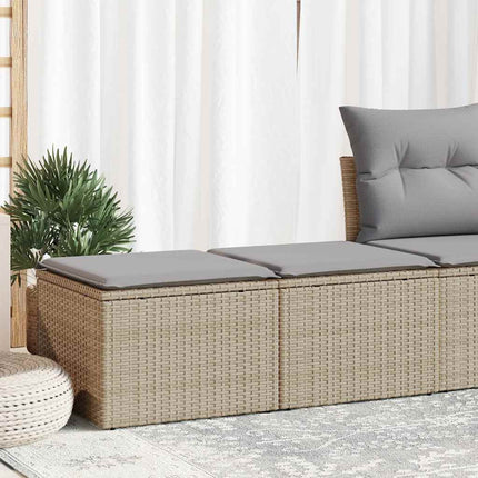 sofasæt til haven 2 dele med hynder polyrattan akacietræ beige