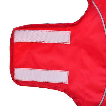 Hunderegnfrakke med refleksstriber polyester S rød