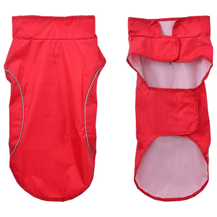 Hunderegnfrakke med refleksstriber polyester M rød