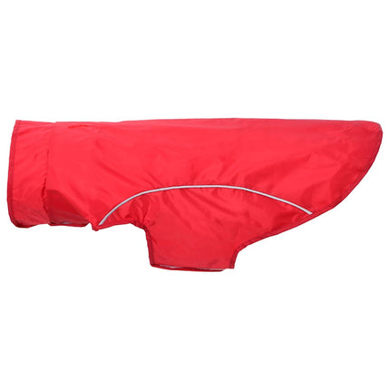 Hunderegnfrakke med refleksstriber polyester L rød