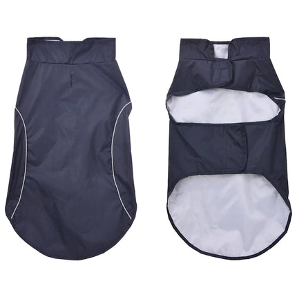 Hunderegnfrakke med refleksstriber polyester L marineblå
