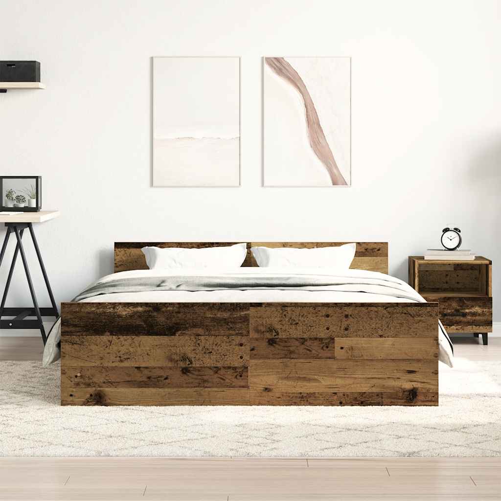 sengestel uden madras 140x200cm konstrueret træ antikt træ