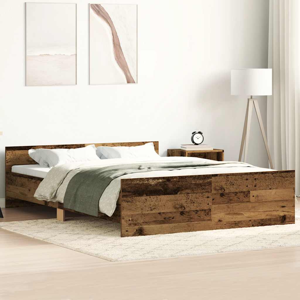 sengestel uden madras 140x200cm konstrueret træ antikt træ