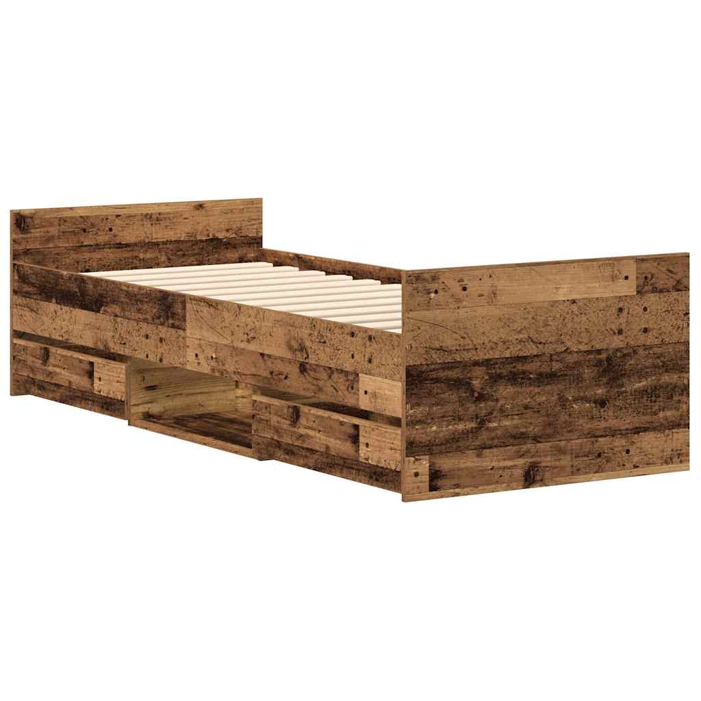 Sengeramme uden madras 90x190cm konstrueret træ antikt træ