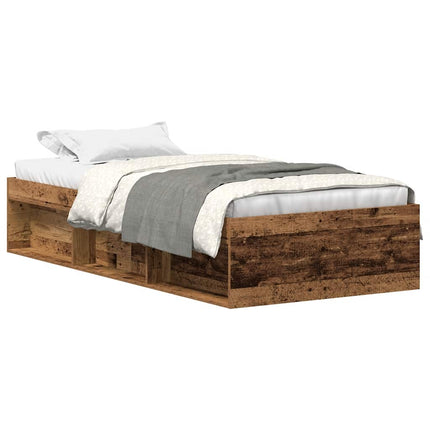 Sengeramme uden madras 90x190cm konstrueret træ antikt træ