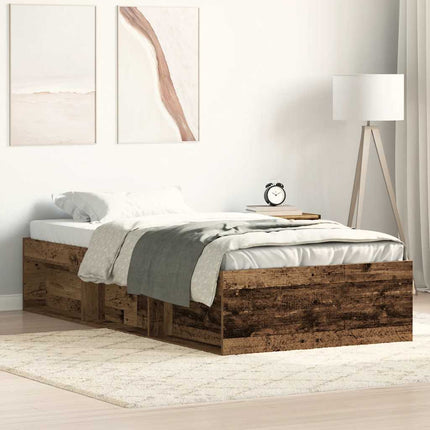 Sengeramme uden madras 90x190cm konstrueret træ antikt træ