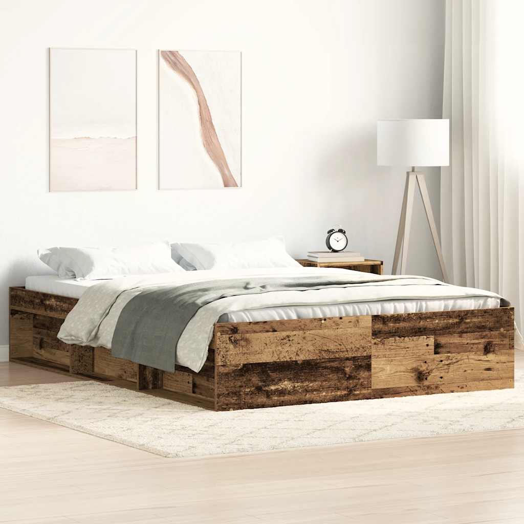 sengestel uden madras 120x190cm konstrueret træ antikt træ