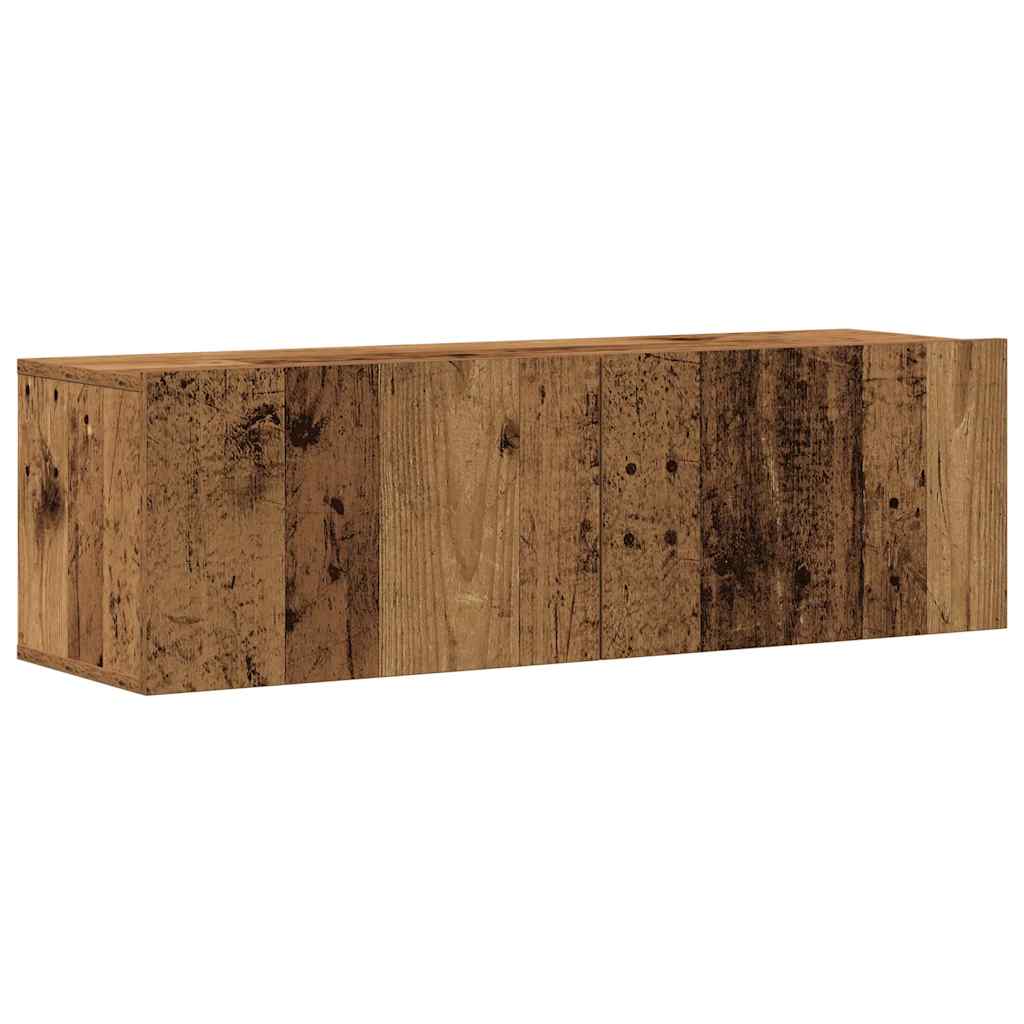 4-delt vægmonteret TV-skabssæt gammelt træ 100x30x30 cm