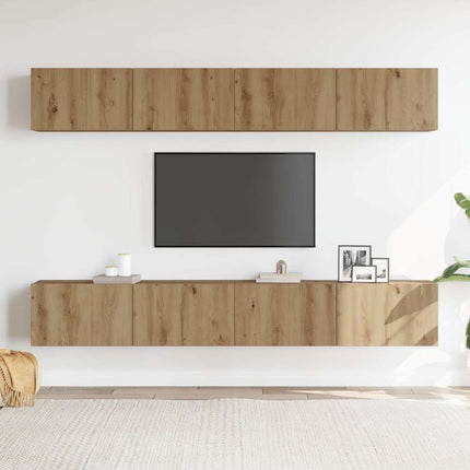 vægmonteret TV-skabssæt med 4 dele, kunsteg, 100x30x30 cm
