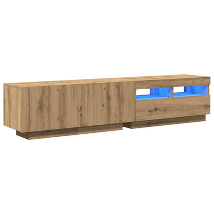 tv-bord med LED-lys 180x35x40 cm konstrueret træ kunsteg