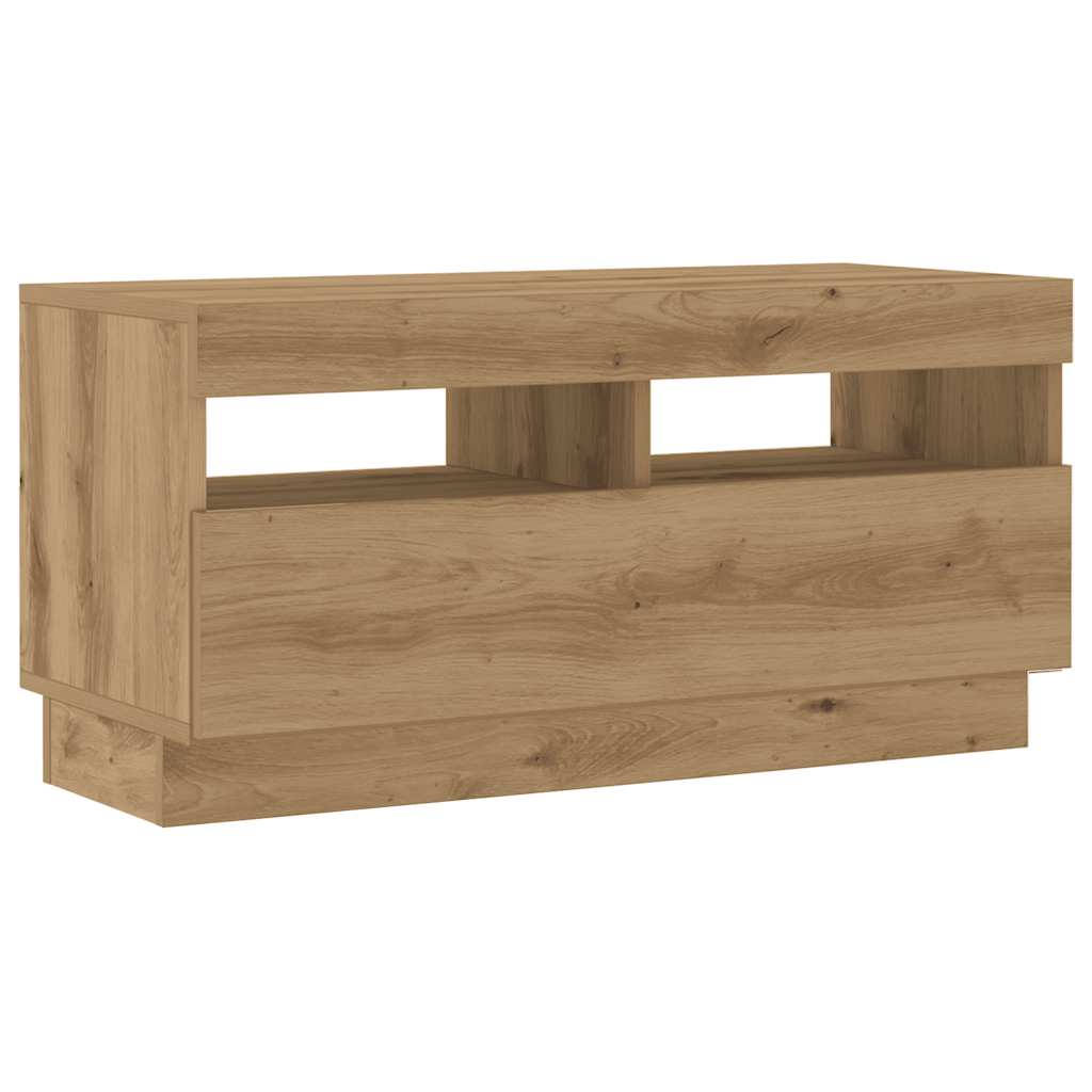 tv-bord med LED-lys 180x35x40 cm konstrueret træ kunsteg