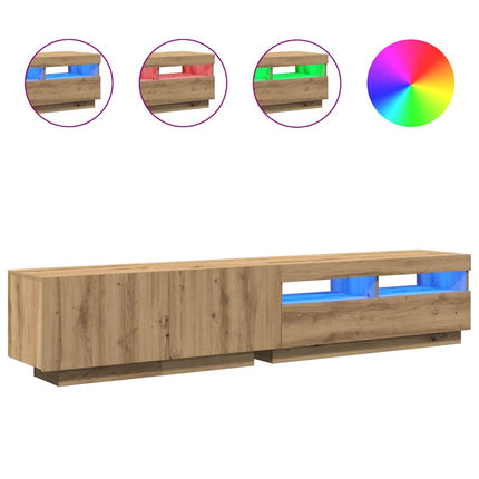 tv-bord med LED-lys 200x35x40 cm konstrueret træ kunsteg