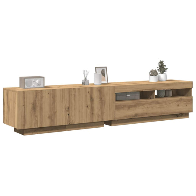 tv-bord med LED-lys 200x35x40 cm konstrueret træ kunsteg