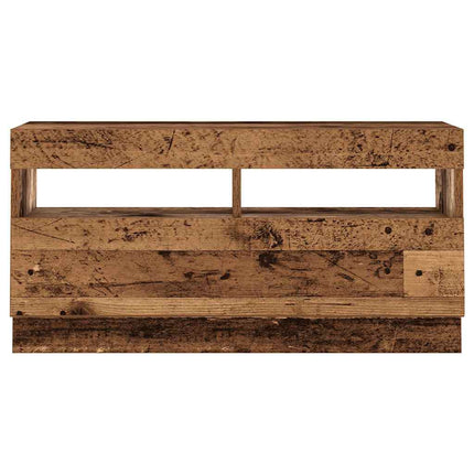 tv-bord m. LED-lys 260x35x40 cm konstrueret træ antikt træ