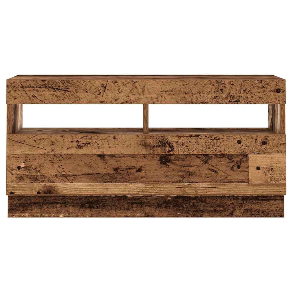 tv-bord m. LED-lys 260x35x40 cm konstrueret træ antikt træ