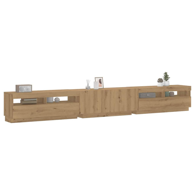 tv-bord med LED-lys 300x35x40 cm konstrueret træ kunsteg