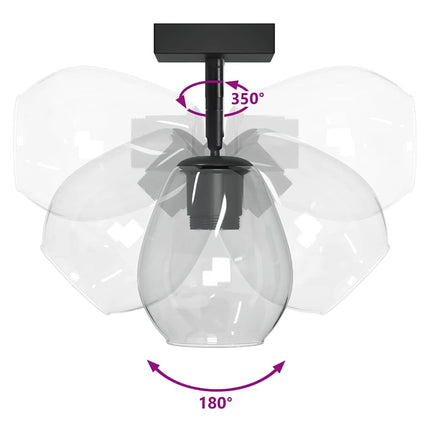 Loftsspot med spotlights Sort 13 x 13 x 26 cm Glas og Metal
