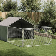 Udendørs hundegård med løbegård 5x2x1,5 m Galvaniseret stål