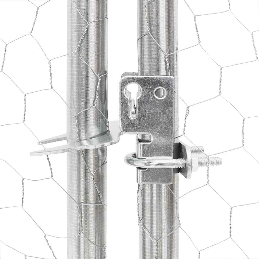 Udendørs hundegård med løbegård 7x2x1,5 m Galvaniseret stål