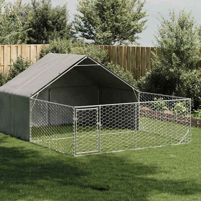 Udendørs hundegård med løbegård 5x3x1,9 m Galvaniseret stål