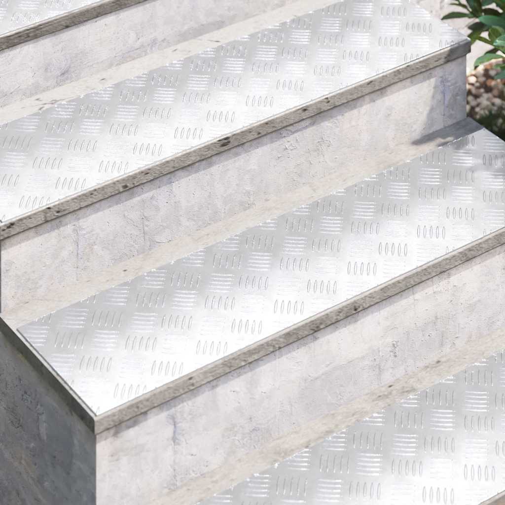 Trappe Tread Rektangulær 4 pcs Sølv 100 x 25 cm Aluminium