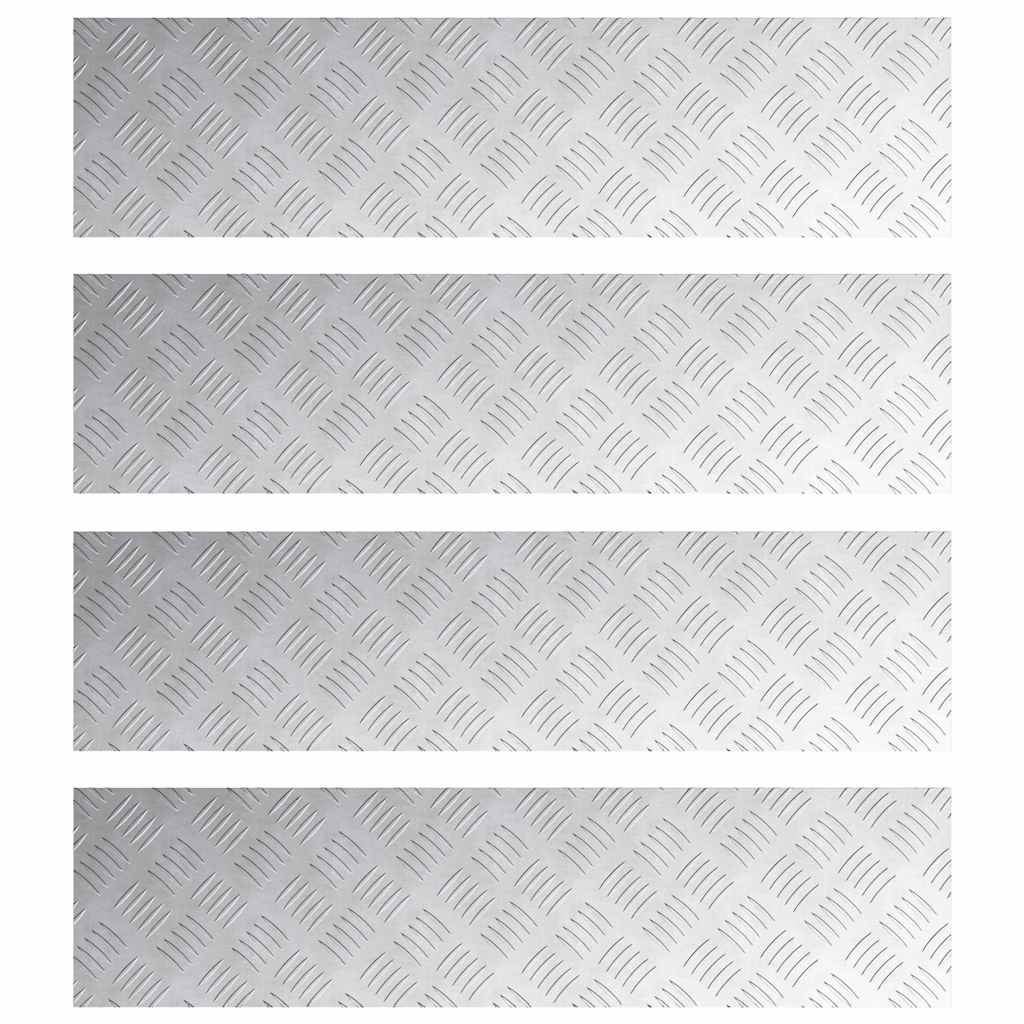 Trappe Tread Rektangulær 4 pcs Sølv 100 x 25 cm Aluminium