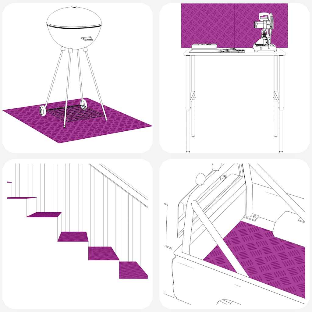 Trappe Tread Rektangulær 4 pcs Sølv 100 x 25 cm Aluminium