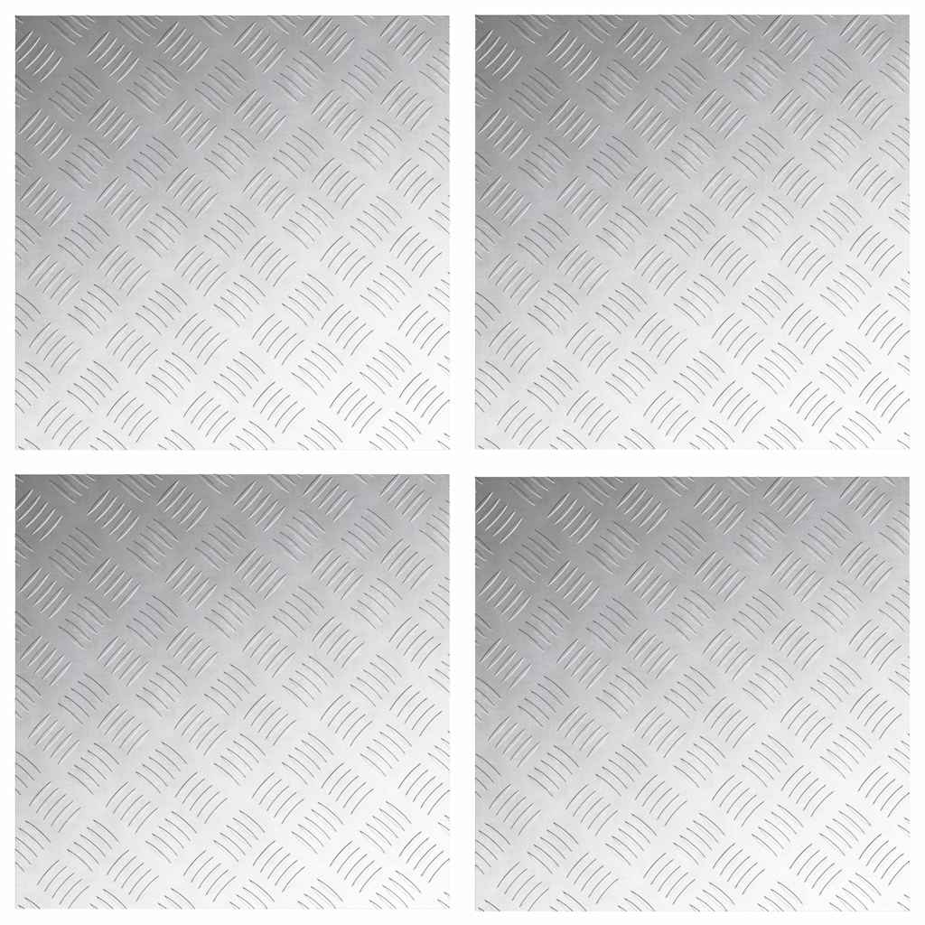 Trappe Tread Firkantet 4 pcs Sølv 50 x 50 cm Aluminium