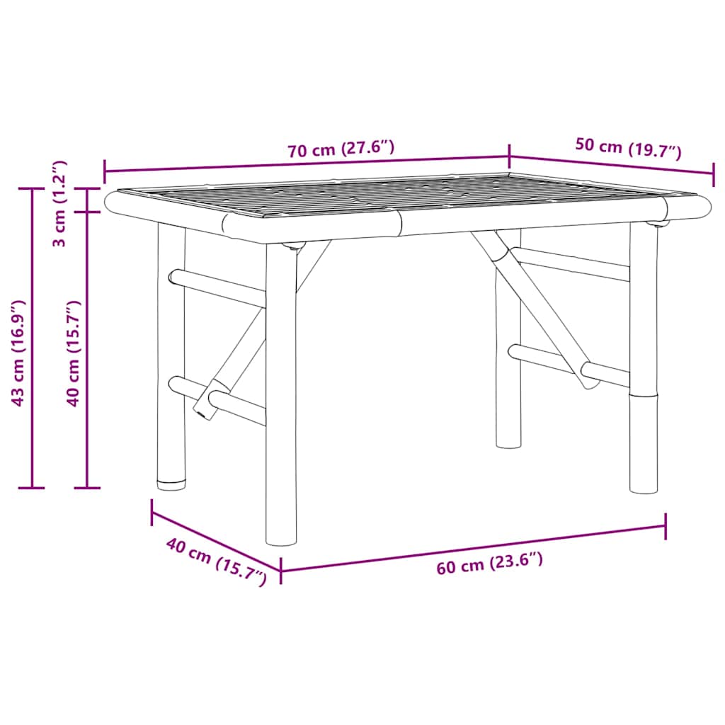 Sofabord Brun 70 x 40 x 36 cm Bambus
