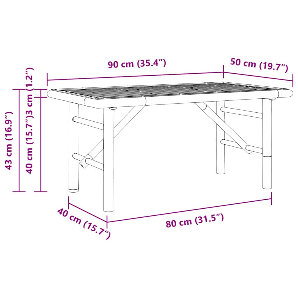Sofabord Brun 90 x 50 x 43 cm Bambus