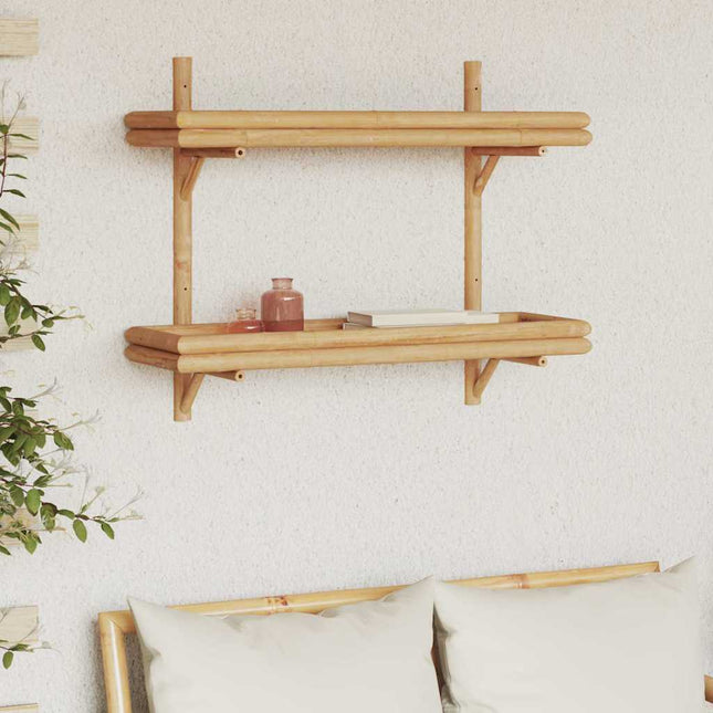 Væghylde med hylde Vægmonteret Brun 75 x 26 x 60 cm Bambus