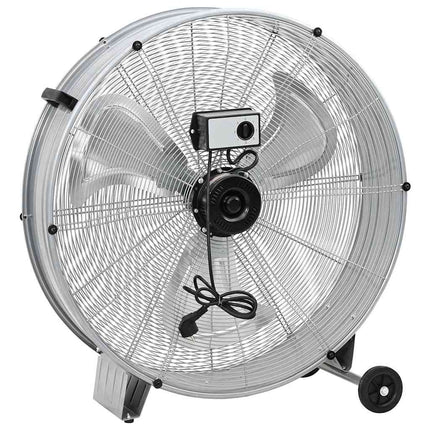 Tromleventilator med hjul Sølv 79 x 37 x 82 cm Aluminium