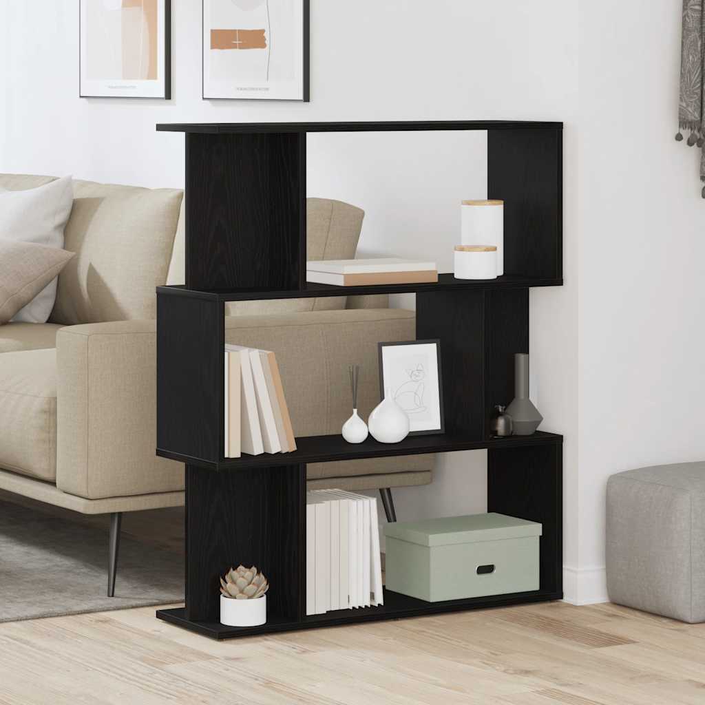 Bogreol/Rumdeler 80x24x96 Cm Konstrueret Træ - Sort eg