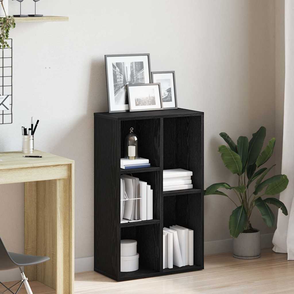 bogreol 50x25x80 cm konstrueret træ sort-eg billede