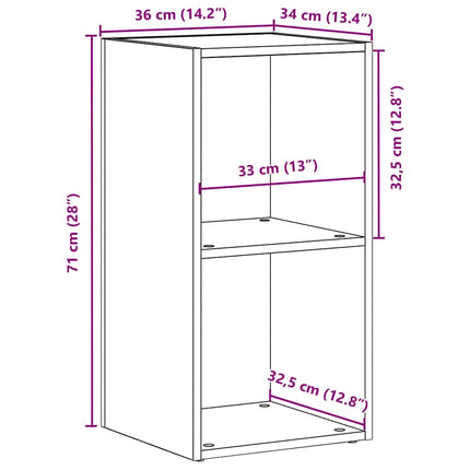 LP-opbevaringsboks 71x34x36 cm konstrueret træ sort-eg