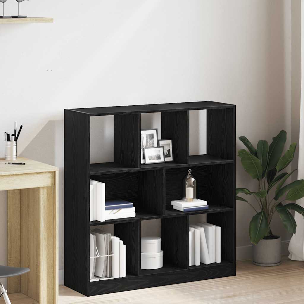 Bogreol i konstrueret træ - sort eg, 97,5 × 29,5 × 100 cm, 8 rum