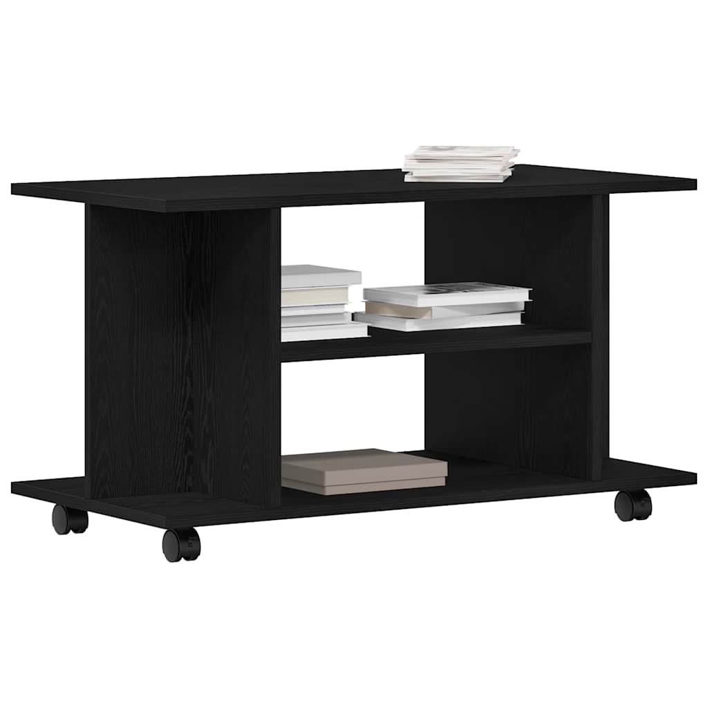 tv-skab med hjul 80x40x45 cm konstrueret træ sort-eg
