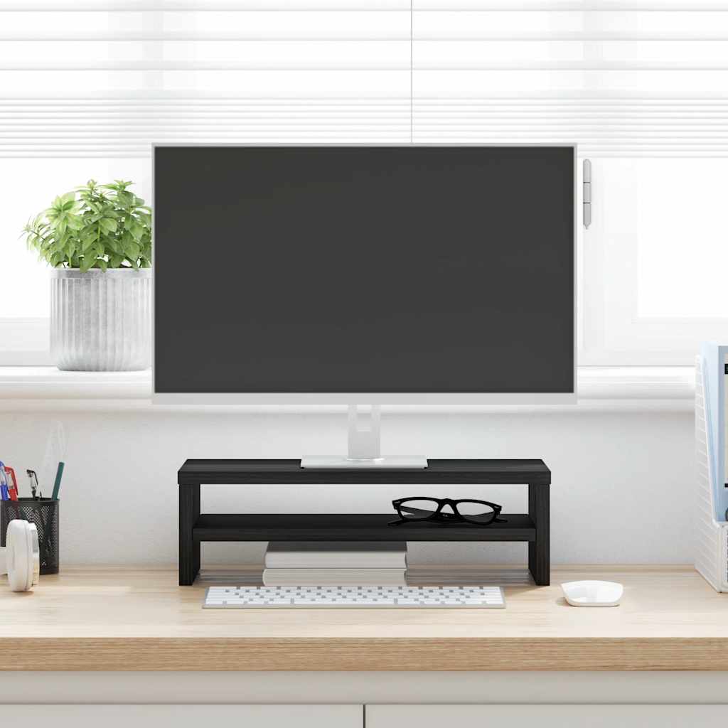 skærmstander 42x24x13 cm konstrueret træ sort egetræsfarve